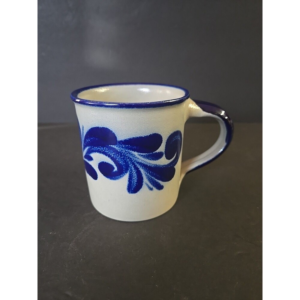 Vintage Salt Glaze Handarbeit Girmscheid Mug Stoneware Blue 4in Tall EUC